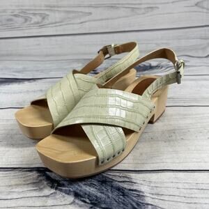 Madewell Farrah Leather Slingback Sandal Clogs Light Green Size 8.5 Boho Summer